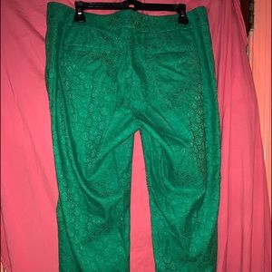 Banana Republic Kelly green textured Hampton, textured crop pants.